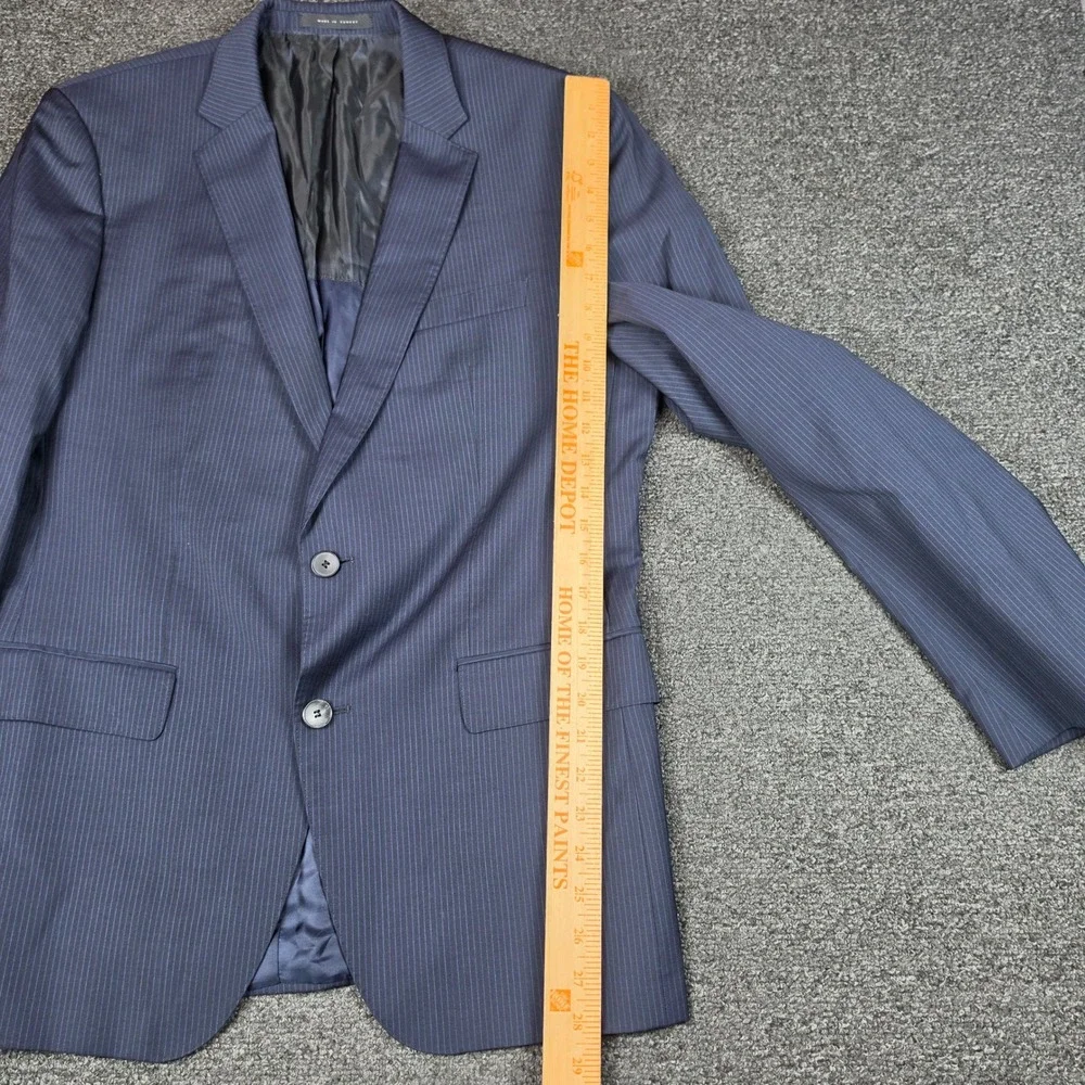 Hugo Boss Blazer Navy Blue Mens 40R Pinstripe Linificio Tesse Biella Wool Jacket